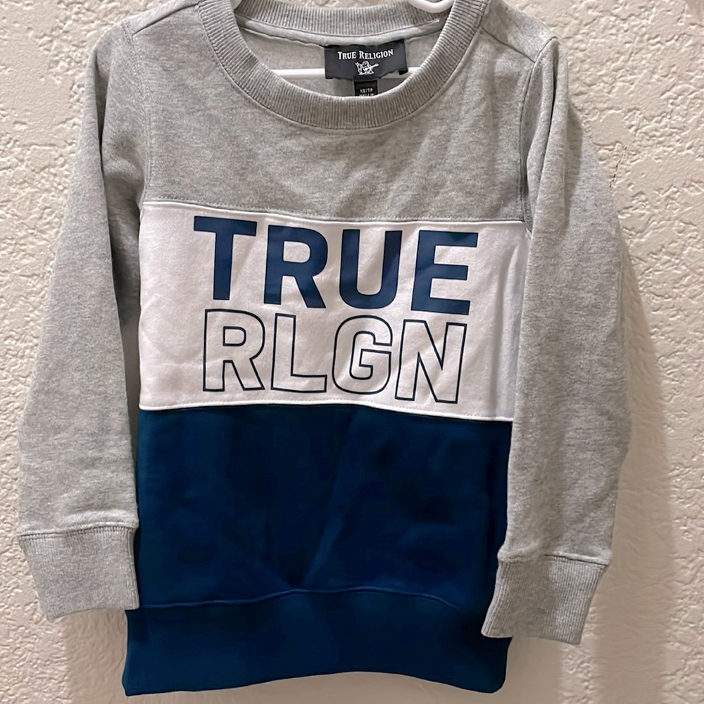True Religion kids crew neck sweater. NWT. Boys size XS (4-5)